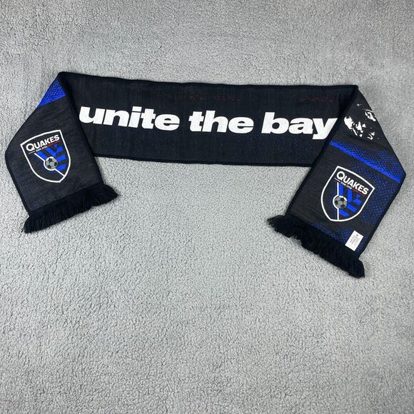 MLS Soccer San Jose Earthquakes Black United The Bay 54x8 Inch Scarf - Picture 2 of 13
